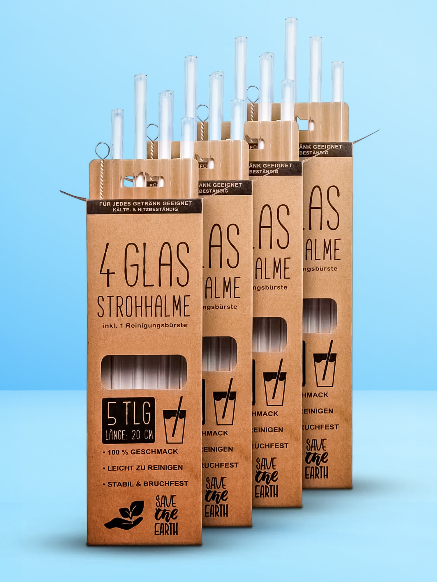 Strohhalmset aus Glas